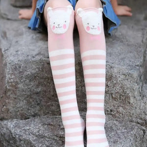 autumn period children's socks knee high Cotton cat ear socks girls Cartoon for straight baby knee-high socks cat fox print