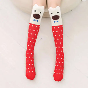 autumn period children's socks knee high Cotton cat ear socks girls Cartoon for straight baby knee-high socks cat fox print