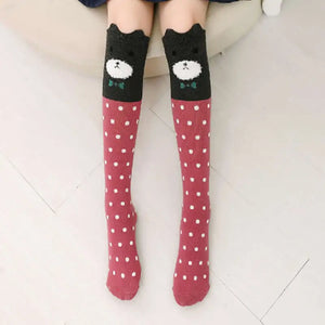 autumn period children's socks knee high Cotton cat ear socks girls Cartoon for straight baby knee-high socks cat fox print