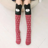 autumn period children's socks knee high Cotton cat ear socks girls Cartoon for straight baby knee-high socks cat fox print