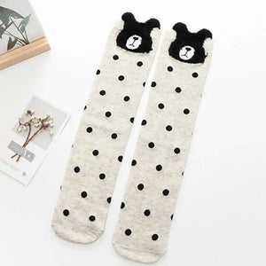 autumn period children's socks knee high Cotton cat ear socks girls Cartoon for straight baby knee-high socks cat fox print