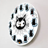 Black Cats Joy Style Wall Clock Kittens Wall Art Silent Clock Cartoon Cats Kid Room Nursery Decorative Wall Clock Cat Lover Gift