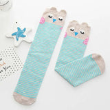 autumn period children's socks knee high Cotton cat ear socks girls Cartoon for straight baby knee-high socks cat fox print