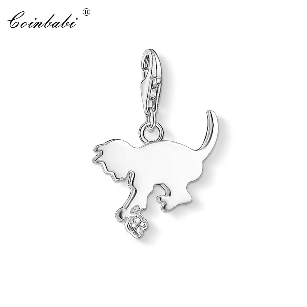 Charm Pendant Kitten Small Cat,2019 Fashion Jewelry Cute Real Authentic 925 Sterling Silver Gift For Women Girls Fit Bracelet