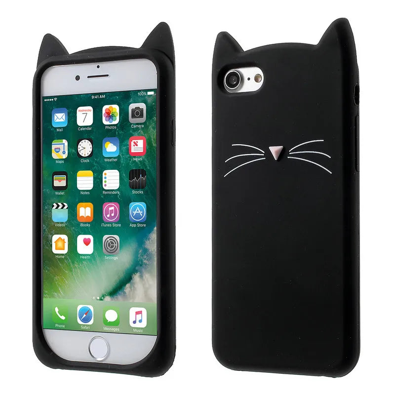 Cute Cat Case For iPhone SE2020 5S 6S 6 7 8 Plus X XS XR 3D Silicone Soft Phone Back Cover For Samsung Galaxy J4Plus Case Coque