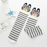 autumn period children's socks knee high Cotton cat ear socks girls Cartoon for straight baby knee-high socks cat fox print