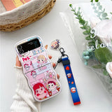 Cartoon Little Girl Phone Case for Samsung Galaxy Z Flip 3 Z Flip 4 Z Flip 5 Hard PC Back Cover for ZFlip5 Case Shell