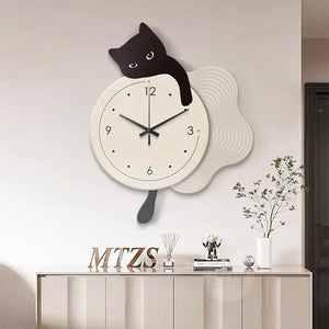 Cat Wall Clock Modern Minimalism Living Room Restaurant Kitchen Decoration Painting Clock Creative Wall Watchs Home Decor Mute