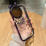 Luxury Space Rabbit Case For iphone 11 12 13 14 15ProMax 14 Plus Electroplated Shockproof Silicone Kickstand Cover For iphone 11