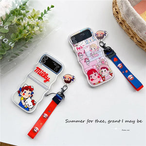 Cartoon Little Girl Phone Case for Samsung Galaxy Z Flip 3 Z Flip 4 Z Flip 5 Hard PC Back Cover for ZFlip5 Case Shell