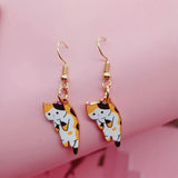 Trendy Cute Kitten Ear Hook Cartoon Girl Flower Cat Earrings Sweet and Fresh Texture Earrings pendientes pendientes colgantes