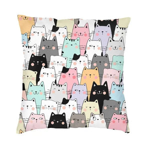 Cartoon Cats Cushion Cover 40x40cm Home Decorative Printing Kawaii Animals Kitten Throw Pillow Case for Sofa Two Side