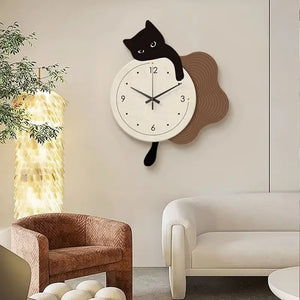 Cat Wall Clock Modern Minimalism Living Room Restaurant Kitchen Decoration Painting Clock Creative Wall Watchs Home Decor Mute