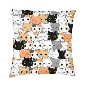 Cartoon Cats Cushion Cover 40x40cm Home Decorative Printing Kawaii Animals Kitten Throw Pillow Case for Sofa Two Side