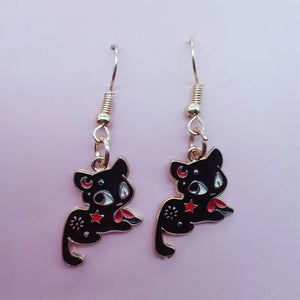 Trendy Cute Kitten Ear Hook Cartoon Girl Flower Cat Earrings Sweet and Fresh Texture Earrings pendientes pendientes colgantes