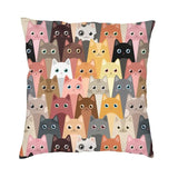 Cartoon Cats Cushion Cover 40x40cm Home Decorative Printing Kawaii Animals Kitten Throw Pillow Case for Sofa Two Side