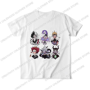 Disney Villains T-shirt Women Bad Girl Tee Shirts Kawaii Cartoons Anime Casual Clothes Fashion Cotton Unisex Streetwear Tops