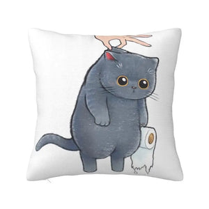 Cute Cats Drawing Pillow Home Decorative Fashion Cartoon Animal Kitten Cushions for Sofa Square Pillowcase