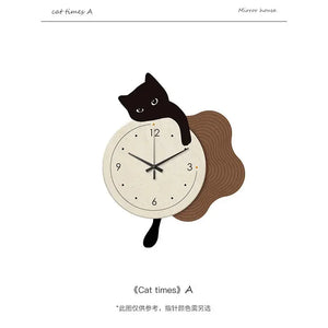 Cat Wall Clock Modern Minimalism Living Room Restaurant Kitchen Decoration Painting Clock Creative Wall Watchs Home Decor Mute