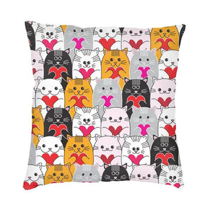 Cartoon Cats Cushion Cover 40x40cm Home Decorative Printing Kawaii Animals Kitten Throw Pillow Case for Sofa Two Side