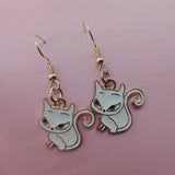 Trendy Cute Kitten Ear Hook Cartoon Girl Flower Cat Earrings Sweet and Fresh Texture Earrings pendientes pendientes colgantes