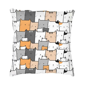 Cartoon Cats Cushion Cover 40x40cm Home Decorative Printing Kawaii Animals Kitten Throw Pillow Case for Sofa Two Side