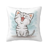 Fashion Kawaill Cartoon Cats Cushion Cover Polyester Cute Animal Kitten Throw Pillow for Sofa Car Pillowcase Home Decorative