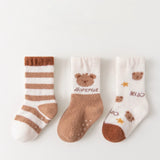 3pairs/lot 0-3Years Winter Toddler Baby Socks For Boys Girls Floor Children's Socks Anti Slip Print Coral Fleece Kids Home Sock