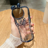 Luxury Space Rabbit Case For iphone 11 12 13 14 15ProMax 14 Plus Electroplated Shockproof Silicone Kickstand Cover For iphone 11