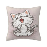 Fashion Kawaill Cartoon Cats Cushion Cover Polyester Cute Animal Kitten Throw Pillow for Sofa Car Pillowcase Home Decorative