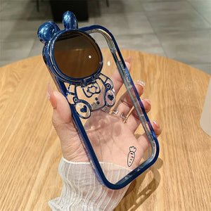 Luxury Space Rabbit Case For iphone 11 12 13 14 15ProMax 14 Plus Electroplated Shockproof Silicone Kickstand Cover For iphone 11