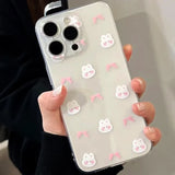 Kawaii Pink Bow Rabbit Phone Case for IPhone 15 14 11 12 13 Pro Max Cartoon Cute Korean Mobile Phone Case for IPhone XR XS MAX