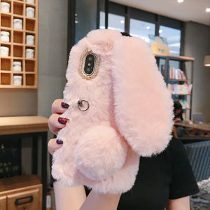 For HUAWEI NOVA Y70/Y70+/Y90/Honor 50 70 X7 X8 X9 Phone Case 3D Faux Plush Fluffy Cute Bunny Winter Nap Warm Soft Cover