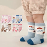 3pairs/lot 0-3Years Winter Toddler Baby Socks For Boys Girls Floor Children's Socks Anti Slip Print Coral Fleece Kids Home Sock