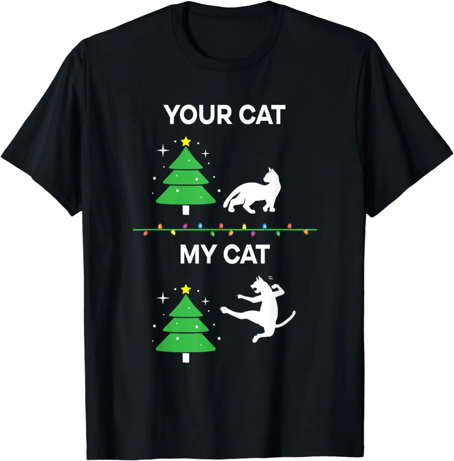 Funny Cat Christmas Cat Funny T-Shirt for Men Women Kids Gift Oversized T Shirt Graphic T Shirts Casual Daily Four Seasons Tees