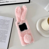 Plush Cute Rabbit Phone Case for Samsung Galaxy Z Flip 5 4 3 Protective Back Cover for ZFlip3 ZFlip4 ZFlip5 Case Shell