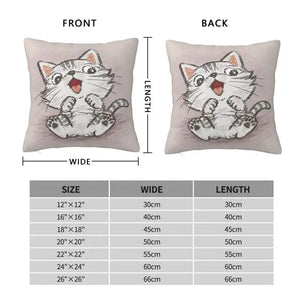 Cute Cats Drawing Pillow Home Decorative Fashion Cartoon Animal Kitten Cushions for Sofa Square Pillowcase