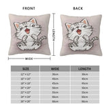 Cute Cats Drawing Pillow Home Decorative Fashion Cartoon Animal Kitten Cushions for Sofa Square Pillowcase