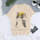 Banana Cat Unisex Funny Printed T-shirts Japanese Manga Anya Forger Women Kawaii Short Sleeve Tees Airbending Gym Men Clothing