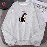 Blessyuki Cute Kitten Printed Hoodies Women Oversized Hip Hop Sweatshirt Streewear Pullover Girl Top Autumn Long Sleeve Clothes