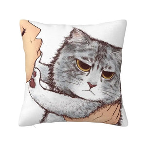 Cute Cats Drawing Pillow Home Decorative Fashion Cartoon Animal Kitten Cushions for Sofa Square Pillowcase