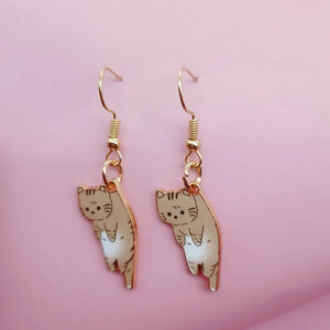 Trendy Cute Kitten Ear Hook Cartoon Girl Flower Cat Earrings Sweet and Fresh Texture Earrings pendientes pendientes colgantes