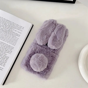 Plush Cute Rabbit Phone Case for Samsung Galaxy Z Flip 5 4 3 Protective Back Cover for ZFlip3 ZFlip4 ZFlip5 Case Shell