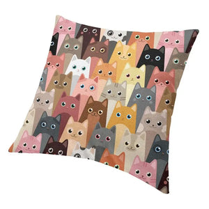 Cartoon Cats Cushion Cover 40x40cm Home Decorative Printing Kawaii Animals Kitten Throw Pillow Case for Sofa Two Side