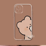 Cartoon Cute Bear Rabbit Phone Cases for IPhone 11 12 13 14 Pro Max for IPhone XR XS Korean Vintage Phone Case Lover's