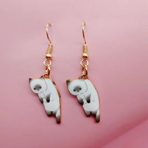 Trendy Cute Kitten Ear Hook Cartoon Girl Flower Cat Earrings Sweet and Fresh Texture Earrings pendientes pendientes colgantes