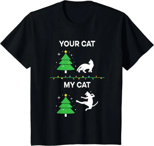 Funny Cat Christmas Cat Funny T-Shirt for Men Women Kids Gift Oversized T Shirt Graphic T Shirts Casual Daily Four Seasons Tees