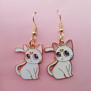 Trendy Cute Kitten Ear Hook Cartoon Girl Flower Cat Earrings Sweet and Fresh Texture Earrings pendientes pendientes colgantes