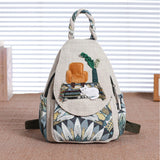 Vertical canvas backpack, lightweight and casual cat woven bag, can be carried shoulder to shoulder