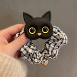 Korean Cute Cartoon Cat Scrunchies Women Girls Elastic Hair Rubber Bands Accessories Tie Hair Rope Headdress Headwear Ornament